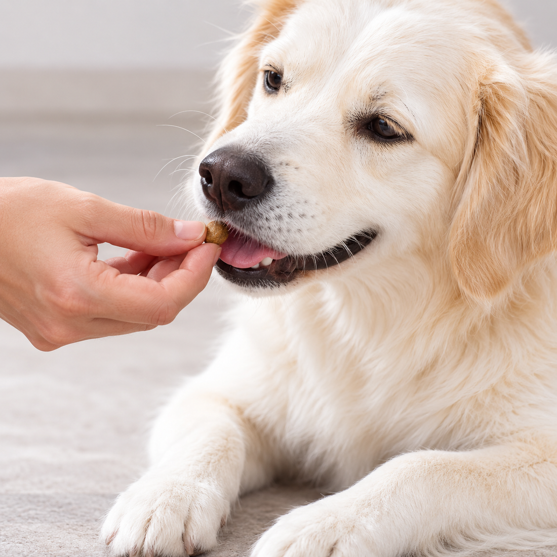 Rewarding a dog after nail care